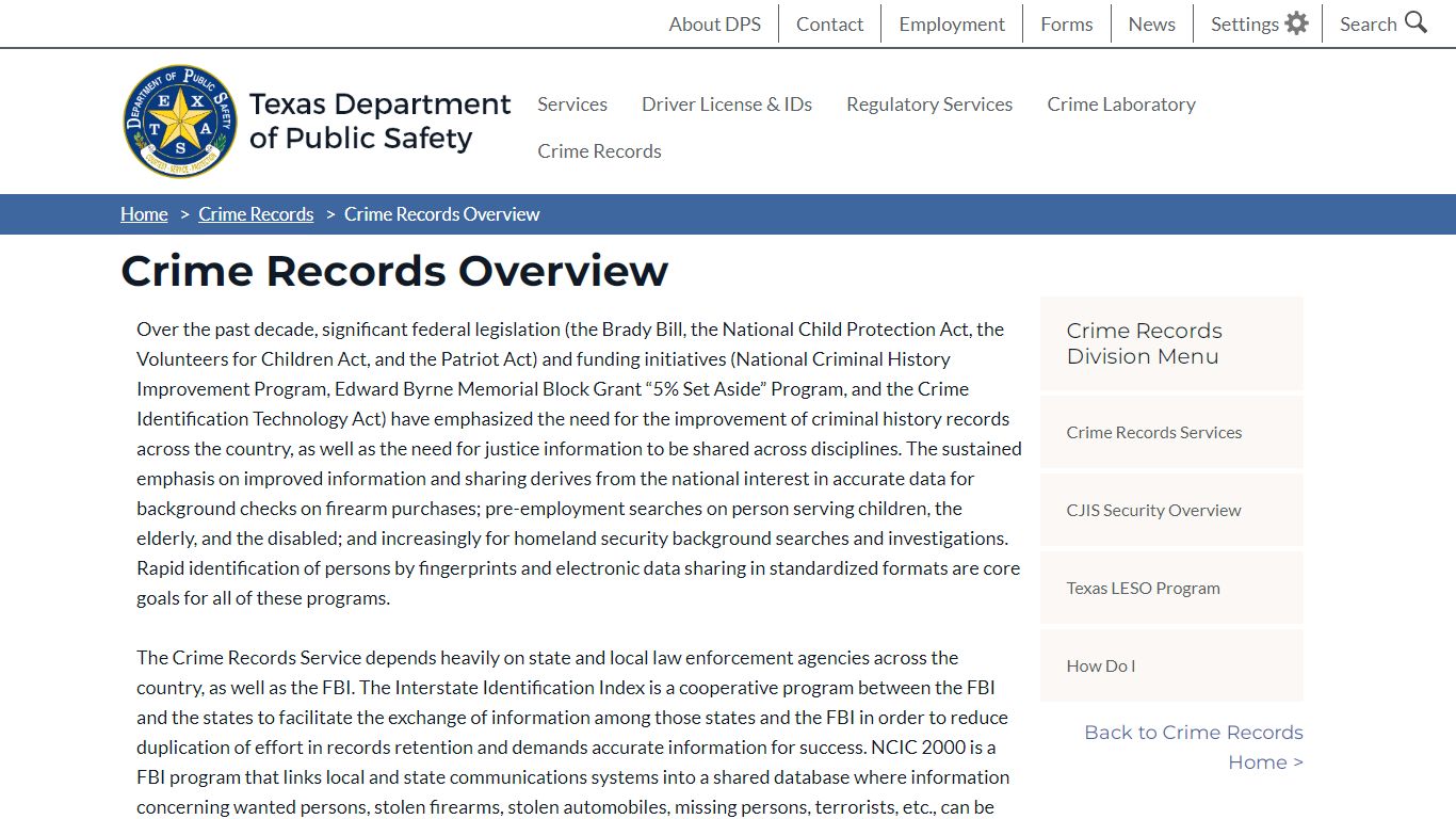 Crime Records Overview - Texas Department of Public Safety